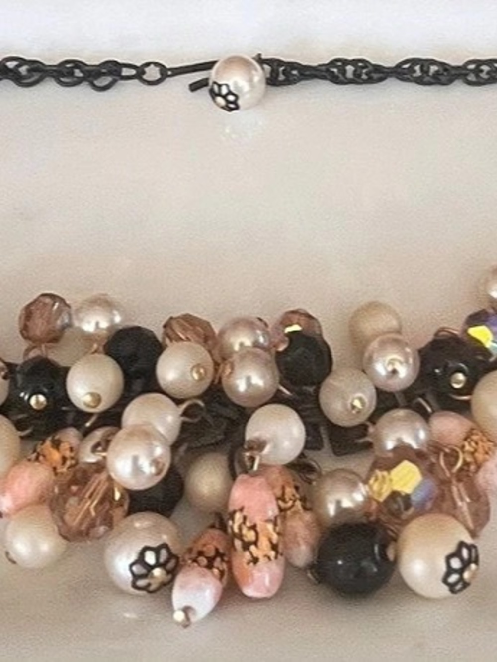 Beaded Faux Pearl Statement Necklace